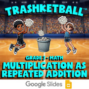 Multiplication as Repeated Addition TRASHKETBALL Math Game - No Prep Grade 3