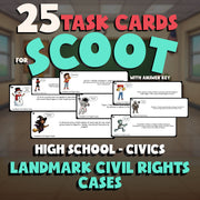 Landmark Civil Rights Cases SCOOT TASK CARDS Civics Game - No Prep Review