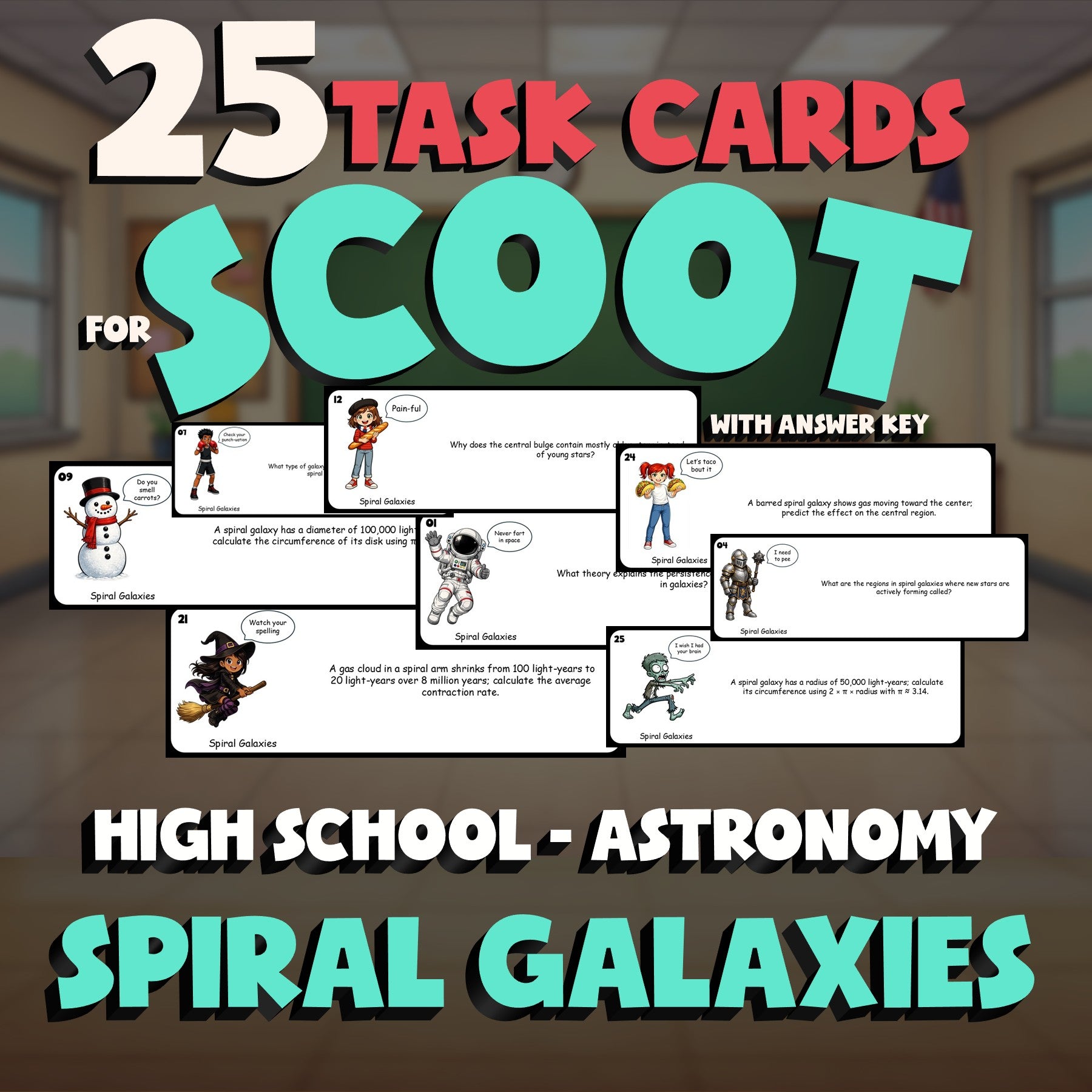 Spiral Galaxies SCOOT TASK CARDS Science Game - No Prep Astronomy Review