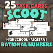 Rational Numbers SCOOT TASK CARDS Math Game - No Prep Algebra 1 Review Activity