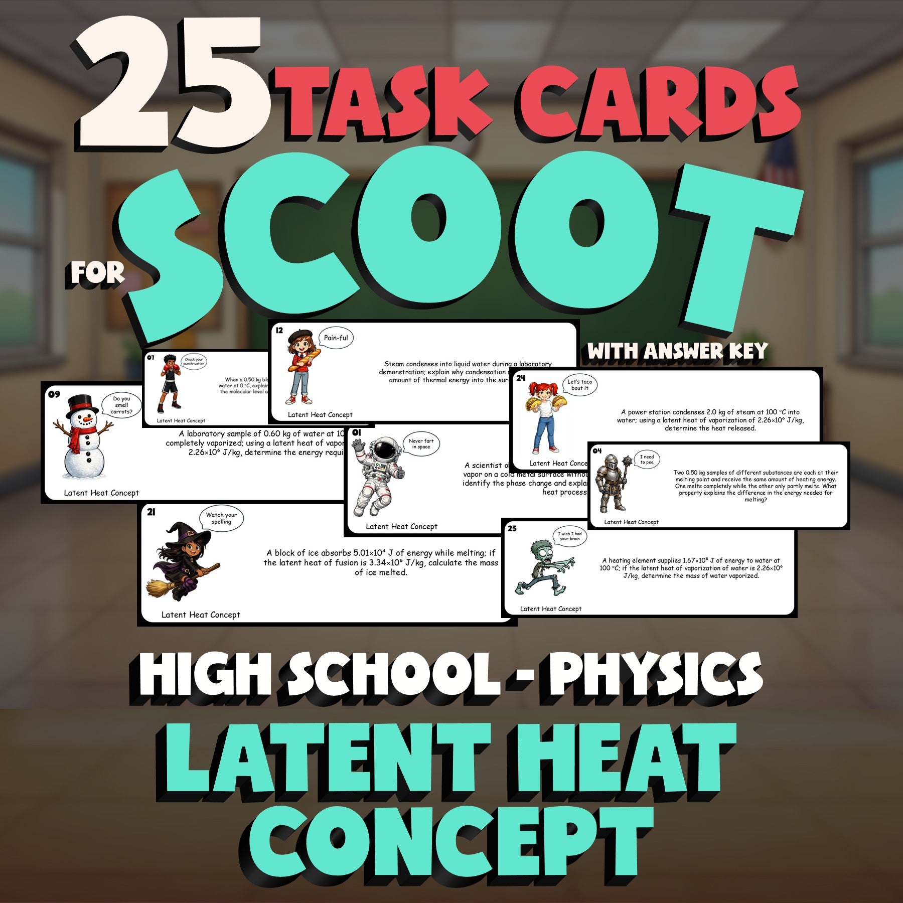 Latent Heat Concept SCOOT TASK CARDS Science Game - No Prep Physics Review