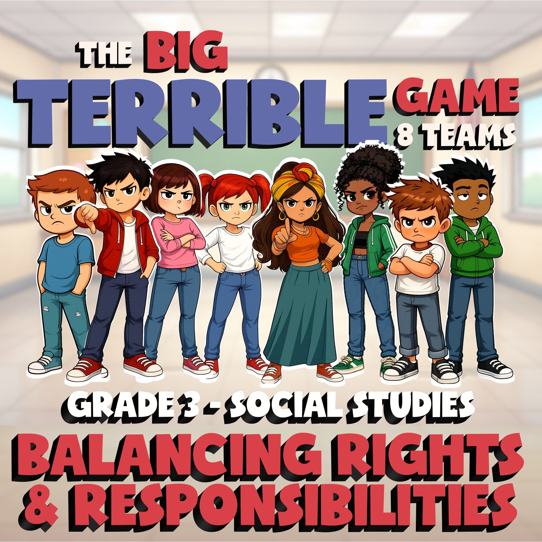 Balancing Rights & Responsibilities BIG TERRIBLE GAME - Grade 3 Socials Review
