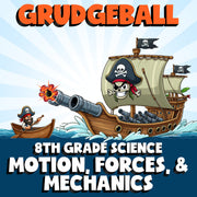 Motion, Forces, & Mechanics GRUDGEBALL Science Game - No Prep Grade 8 Review