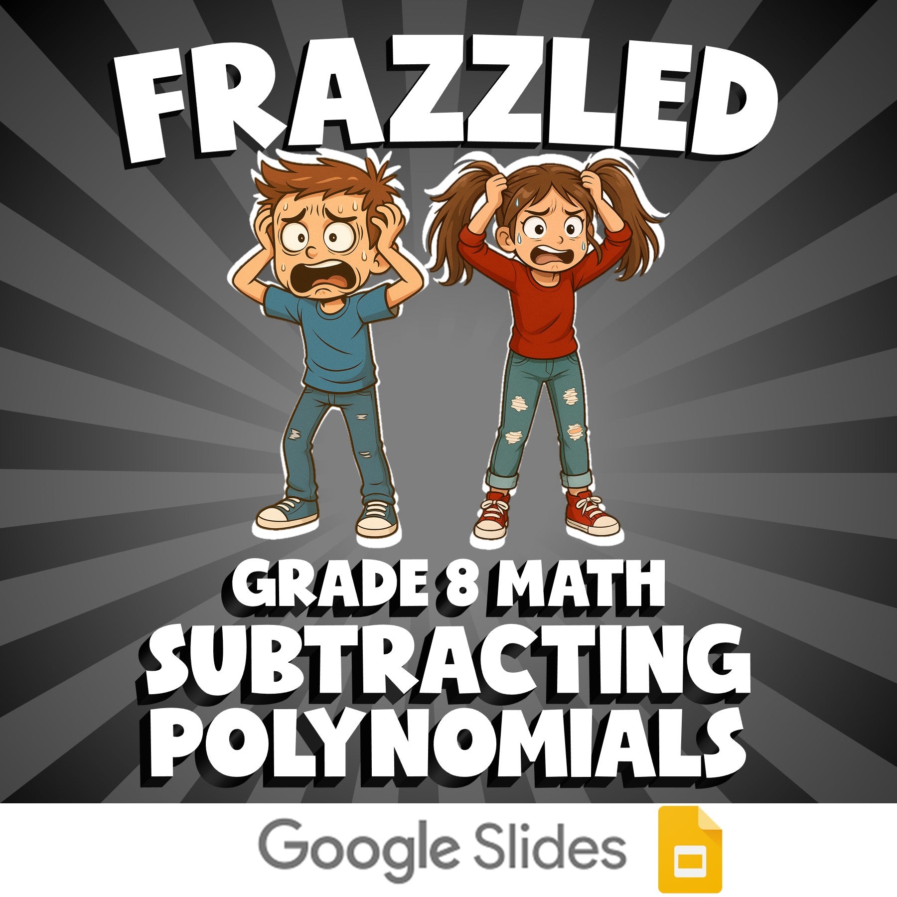 Subtracting Polynomials FRAZZLED Math Game - No Prep Grade 8 Review Activity