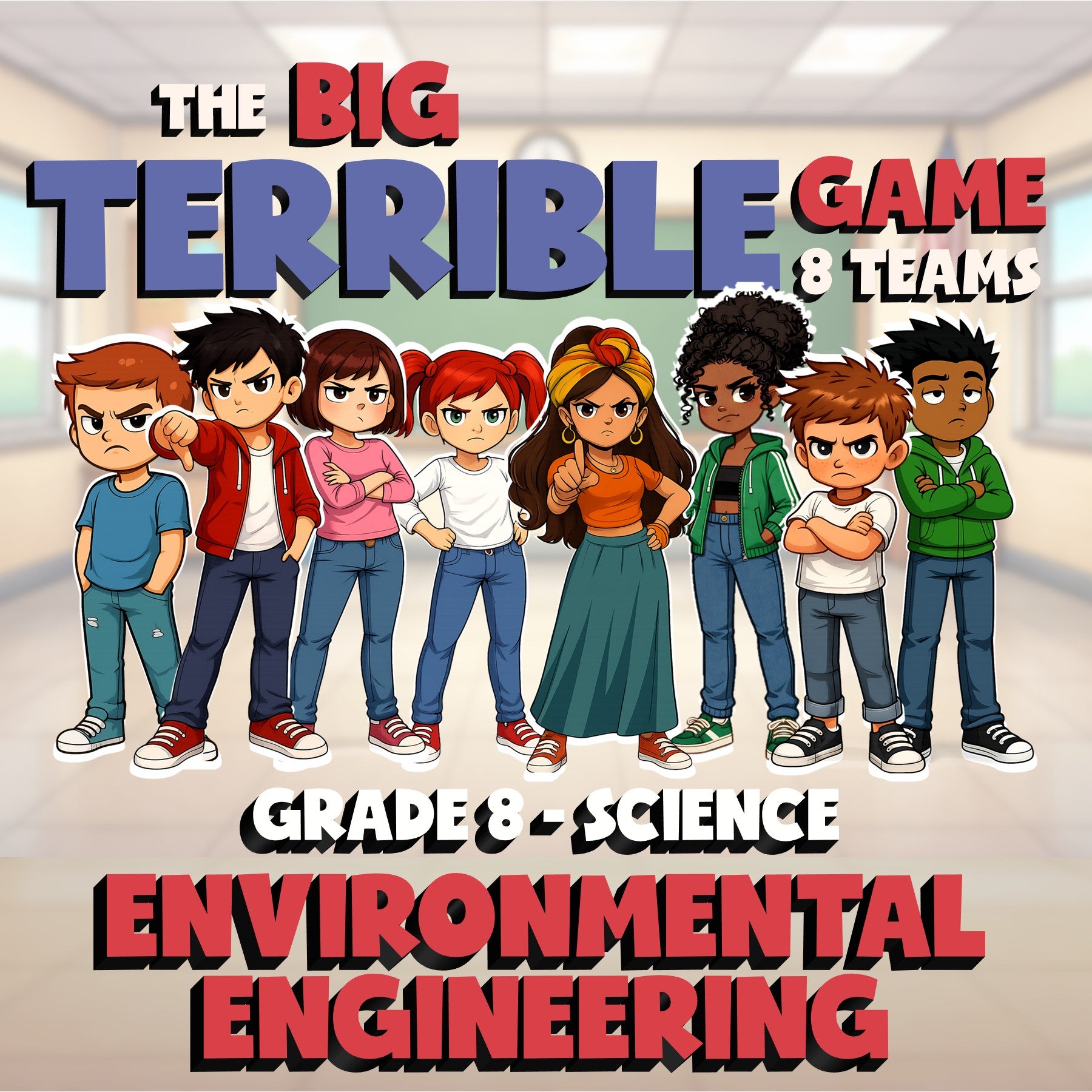 Environmental Engineering BIG TERRIBLE GAME - No Prep Grade 8 Science Review