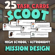 Mission Design SCOOT TASK CARDS Science Game - No Prep Astronomy Review Activity