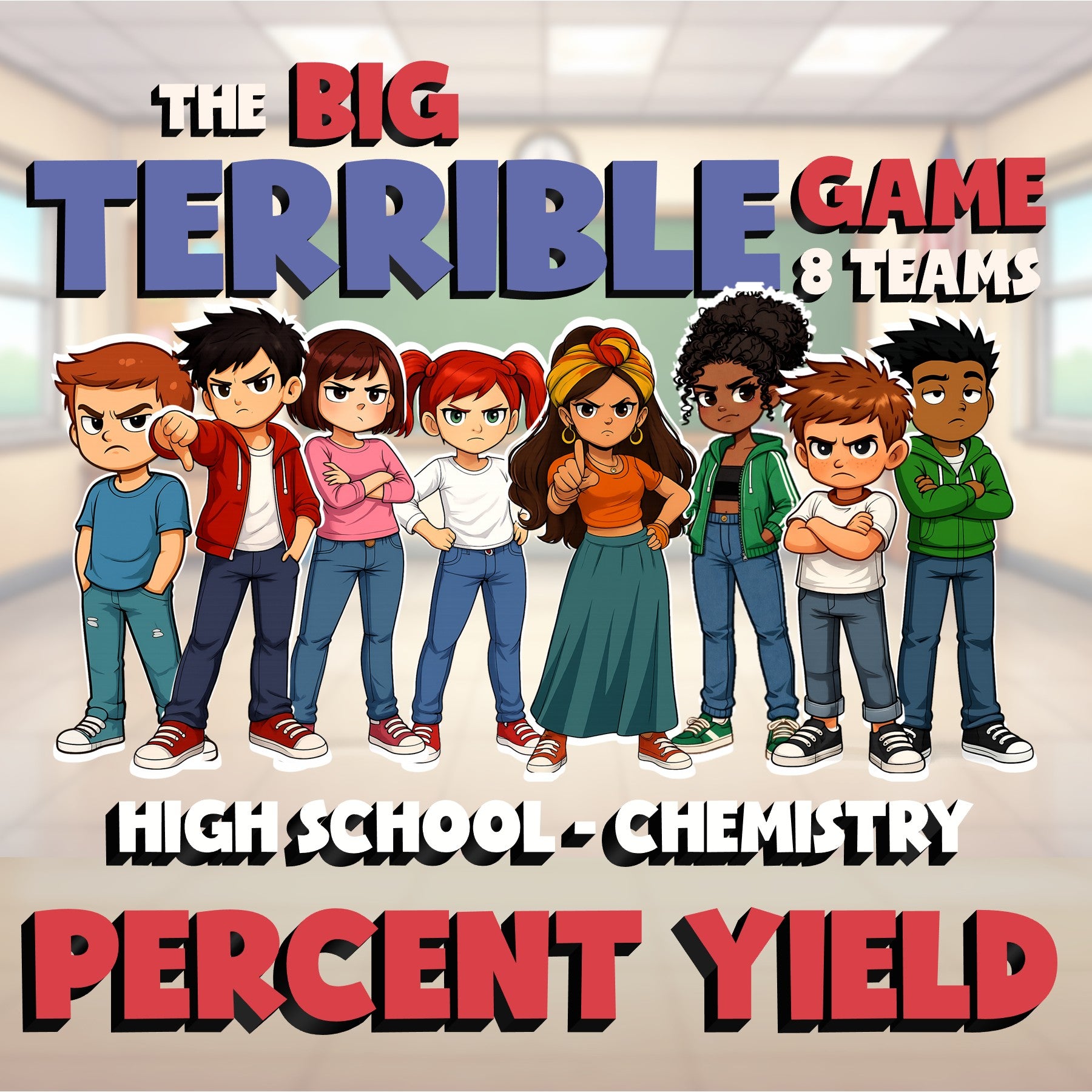 Percent Yield BIG TERRIBLE GAME - No Prep Chemistry Science Review Activity