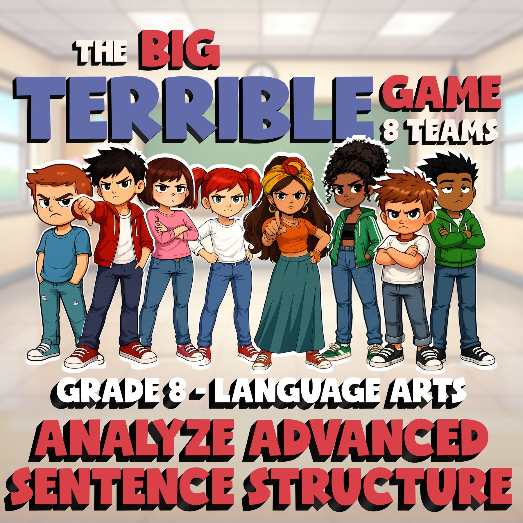 Analyze Advanced Sentence Structure BIG TERRIBLE GAME - Grade 8 ELA Review