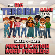 Multiplication Word Problems BIG TERRIBLE GAME - No Prep Grade 4 Math Review