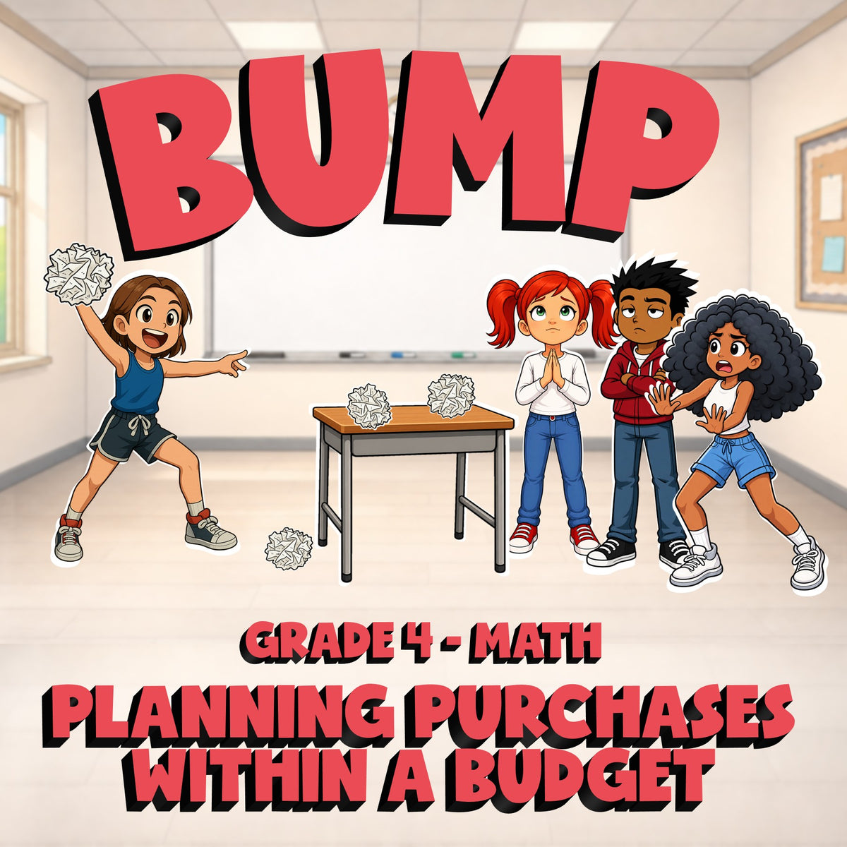 Planning Purchases Within a Budget BUMP Math Game - No Prep Grade 4 Review