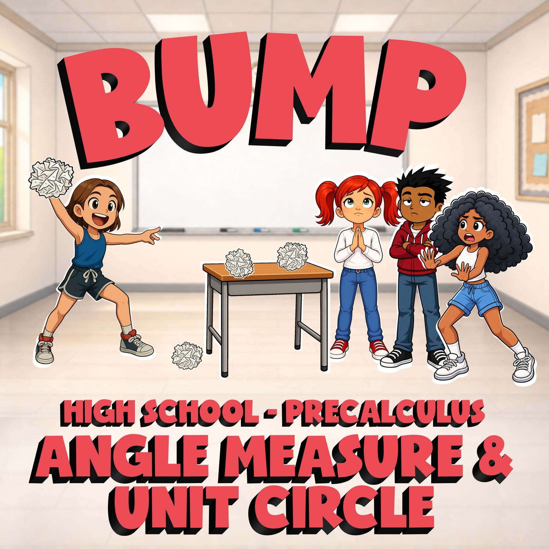 Angle Measure & Unit Circle BUMP Math Game - No Prep PreCalculus Review Activity