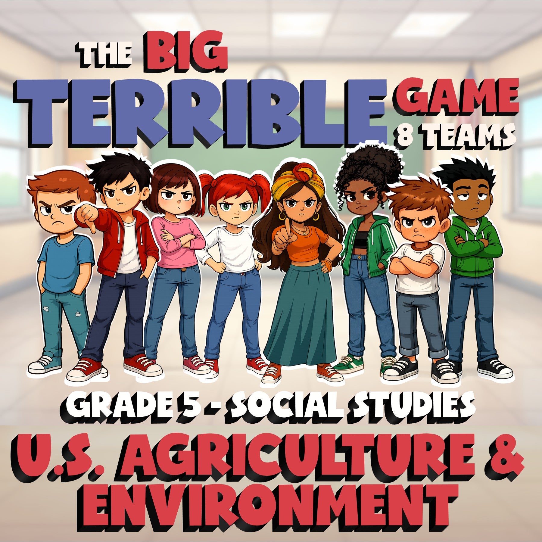 U.S. Agriculture & Environment BIG TERRIBLE GAME - Grade 5 Socials Review