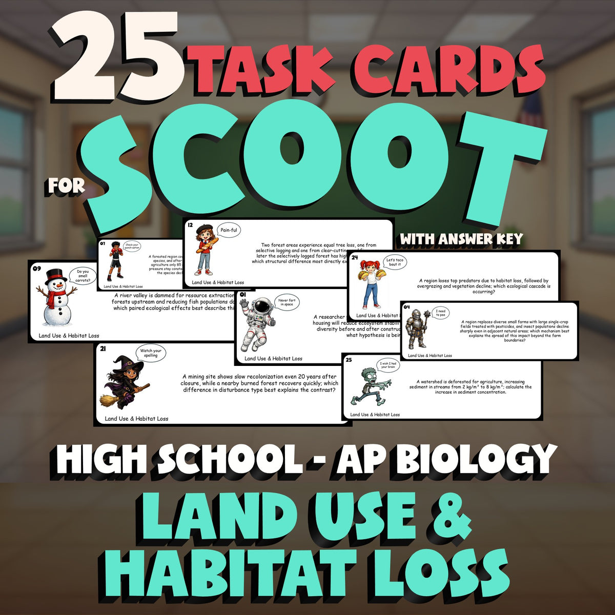 Land Use & Habitat Loss SCOOT TASK CARDS Science Game - No Prep AP Biology