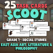 East Asia Art, Literature & Philosophy SCOOT TASK CARDS Socials Game - Grade 7