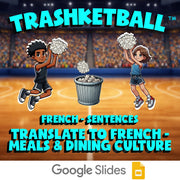 Translate to French - Meals & Dining Culture TRASHKETBALL French Game - No Prep