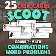 Combinations Word Problems SCOOT TASK CARDS Math Game - No Prep Grade 7 Review