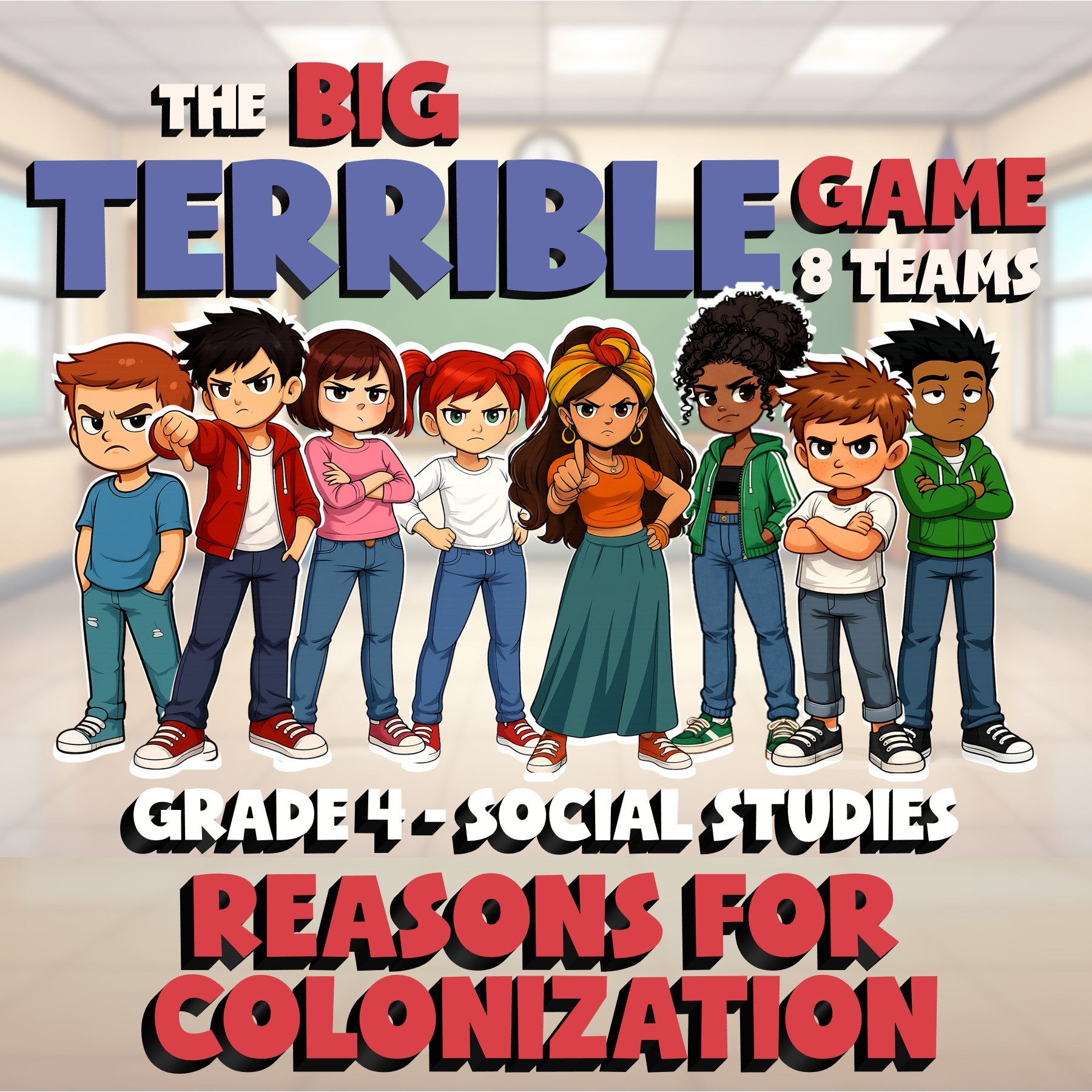 Reasons for Colonization BIG TERRIBLE GAME - No Prep Grade 4 Socials Review