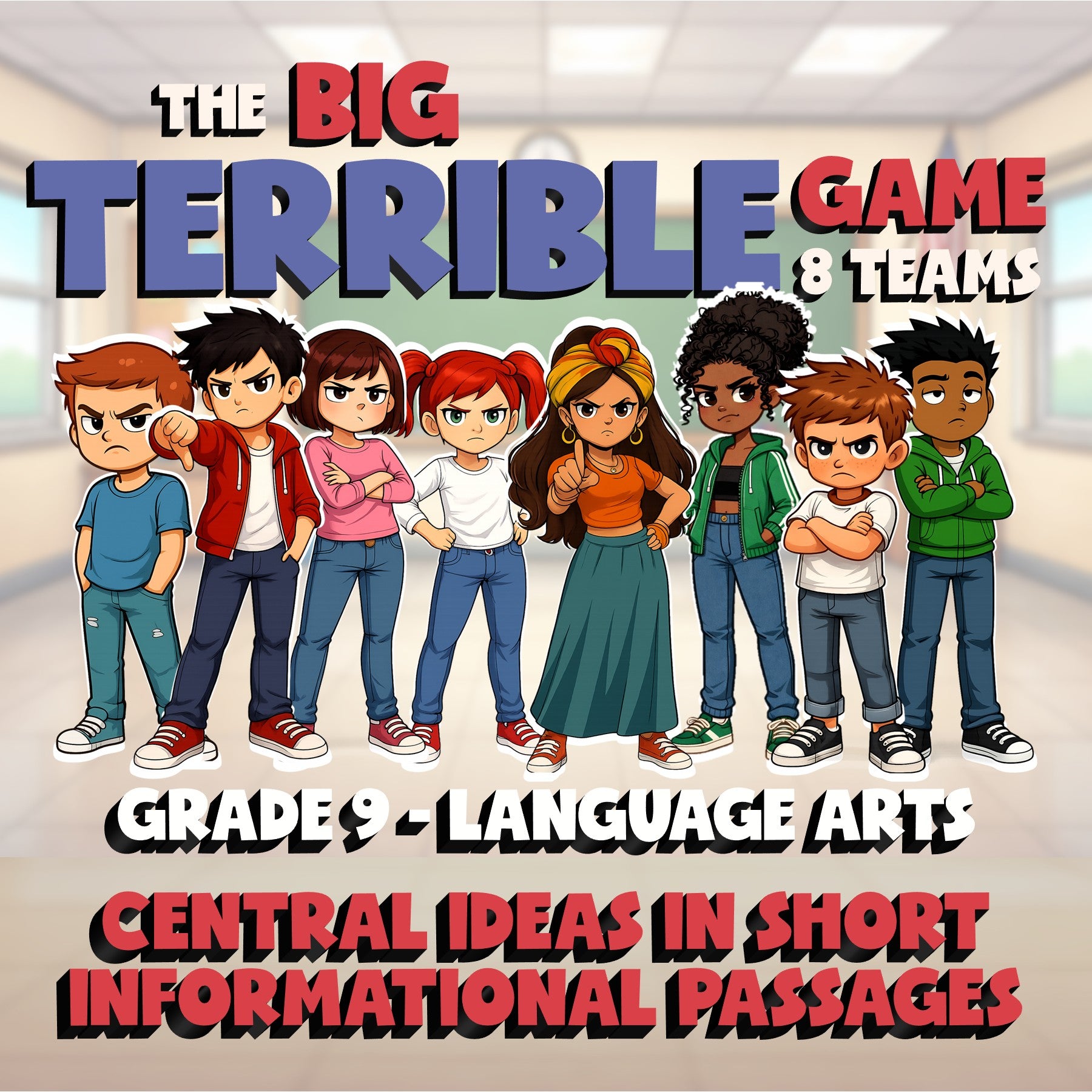 Central Ideas in Short Informational Passages BIG TERRIBLE GAME - Grade 9 ELA