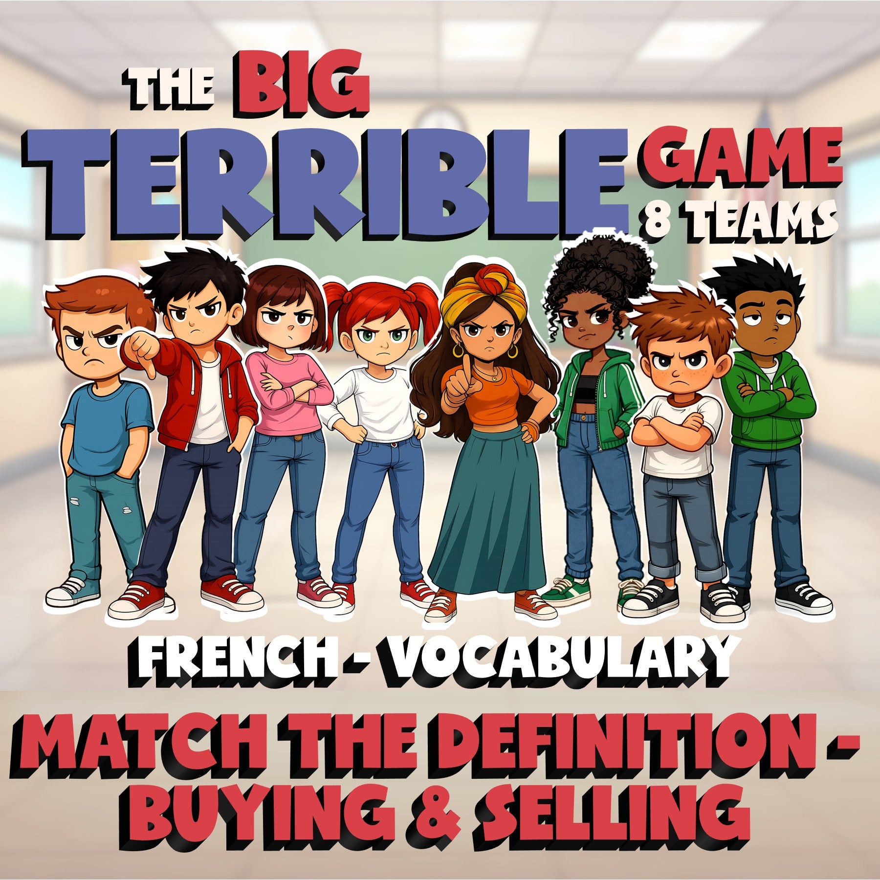 Match the Definition - Buying & Selling BIG TERRIBLE GAME - French Exercise