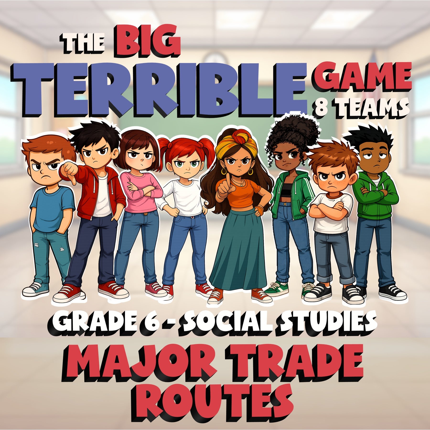 Major Trade Routes BIG TERRIBLE GAME - No Prep Grade 6 Socials Review Activity