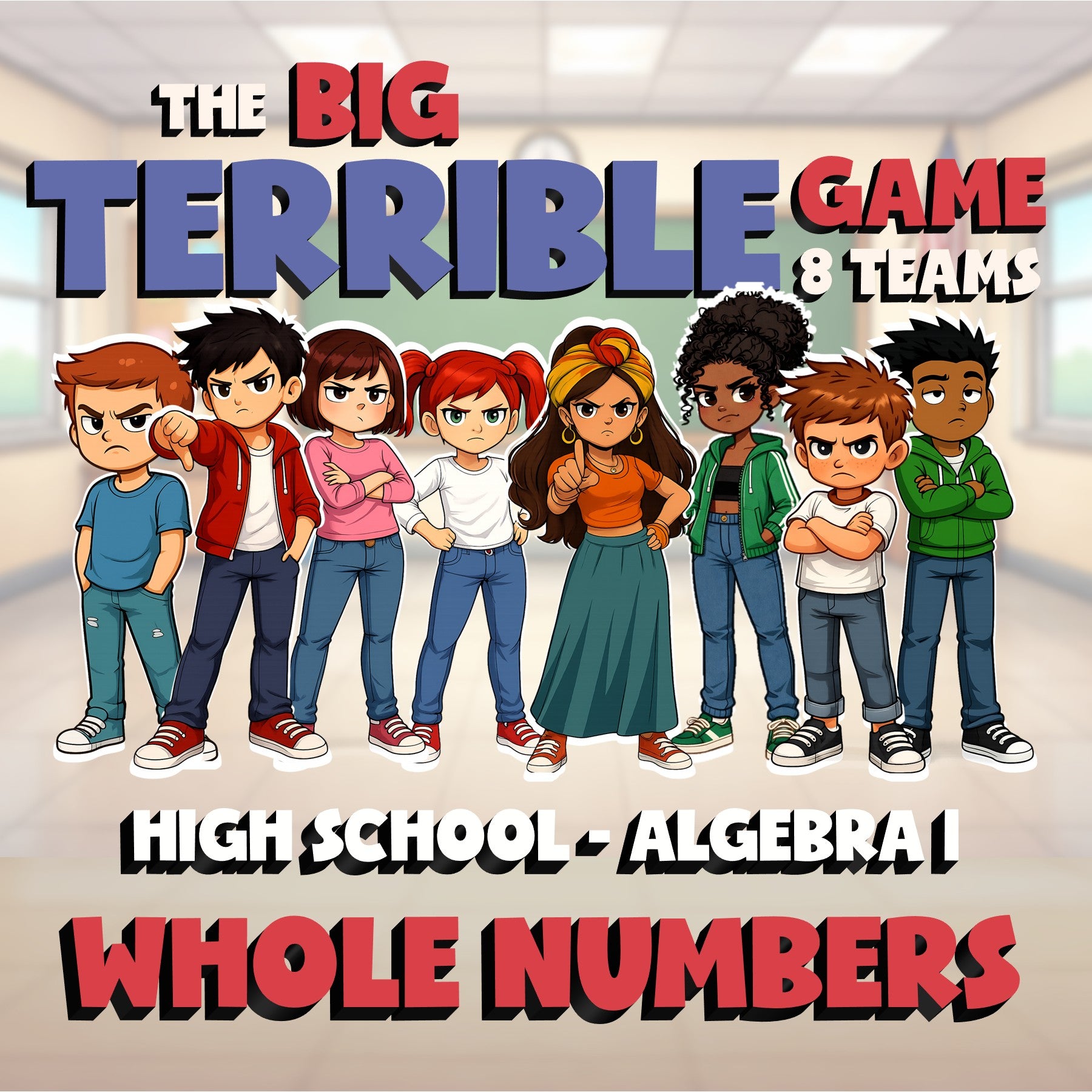 Whole Numbers BIG TERRIBLE GAME - No Prep Algebra 1 Math Review Activity