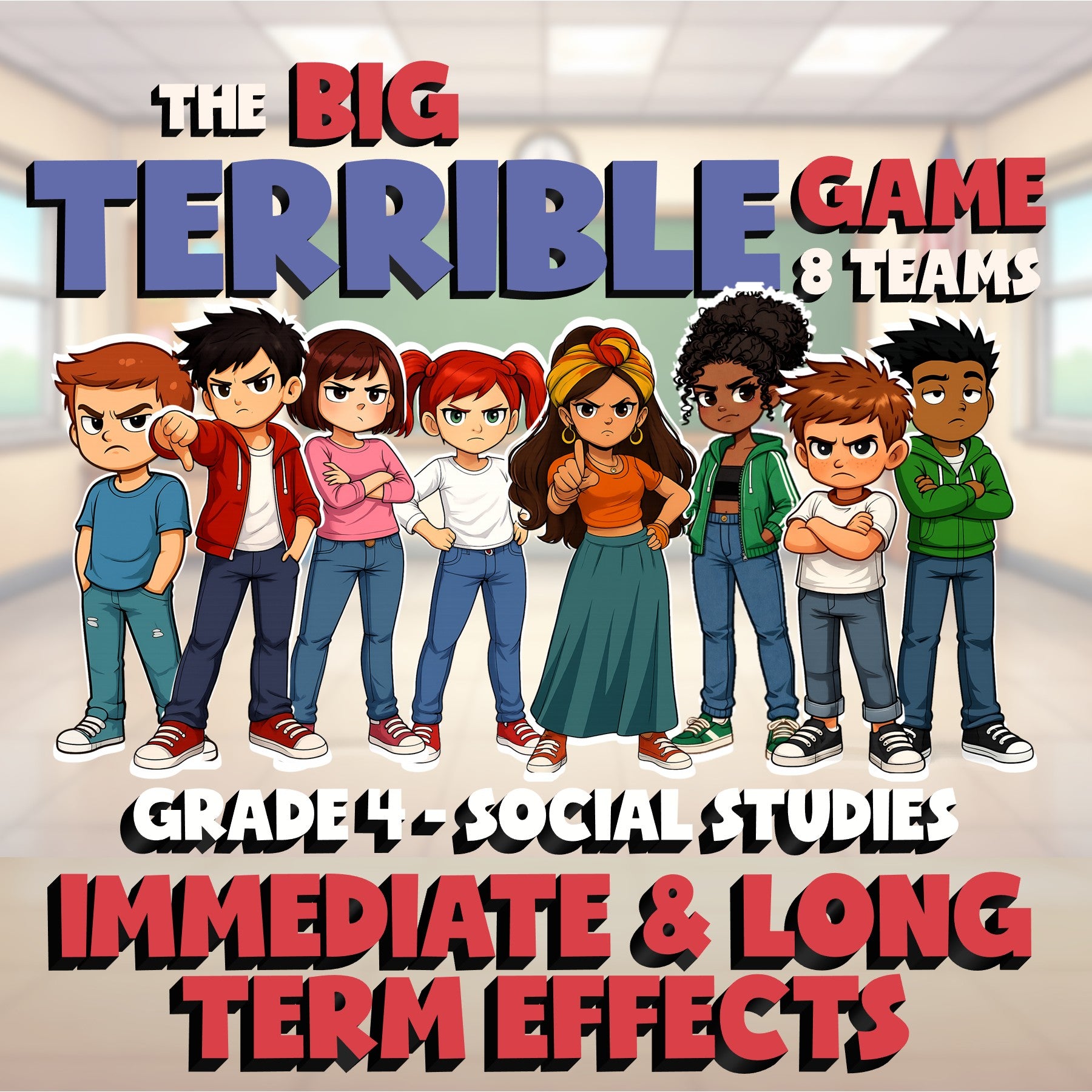 Immediate & Long Term Effects BIG TERRIBLE GAME - No Prep Grade 4 Socials Review