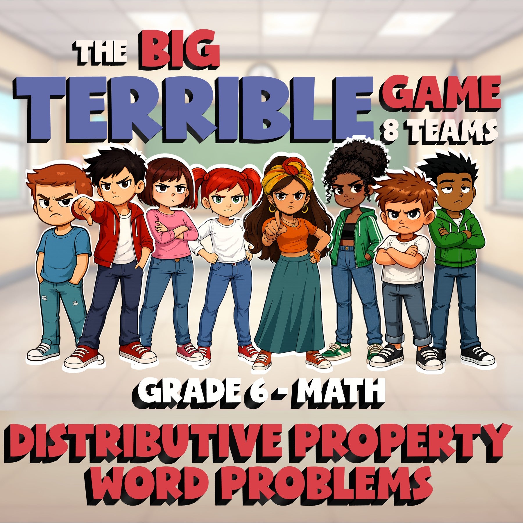 Distributive Property Word Problems BIG TERRIBLE GAME - Grade 6 Math Review
