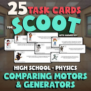 Comparing Motors & Generators SCOOT TASK CARDS Science Game - No Prep Physics