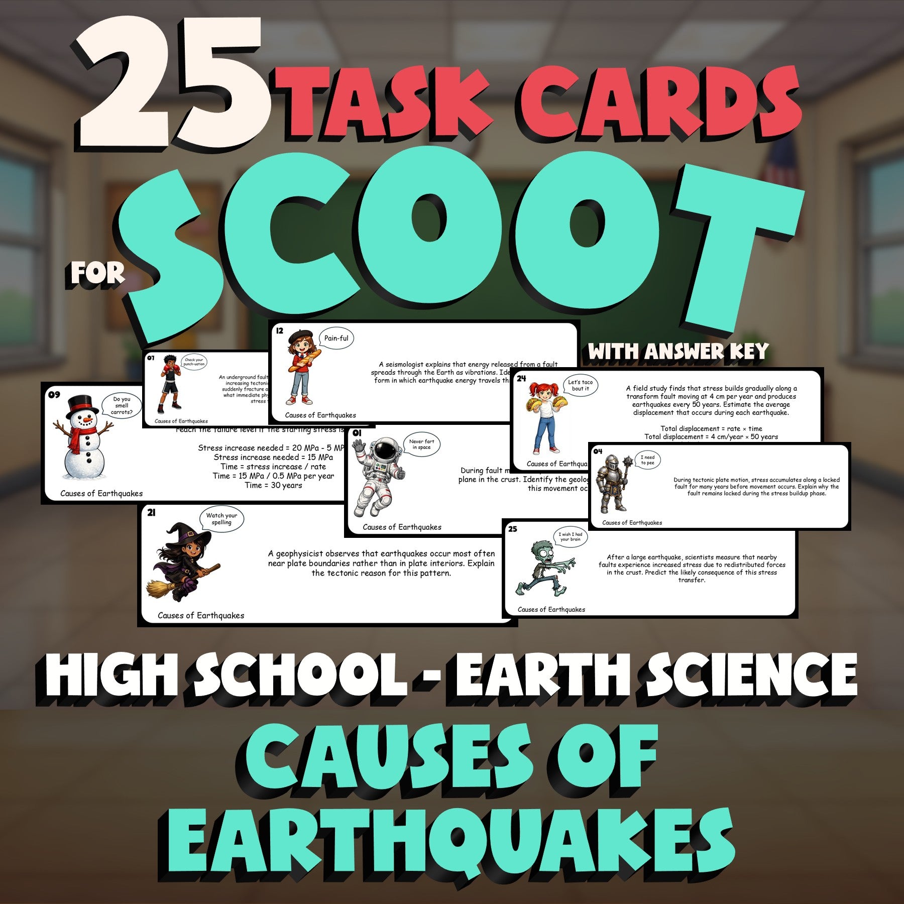 Causes of Earthquakes SCOOT TASK CARDS Game - No Prep Earth Science Review