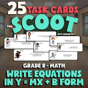 Write Equations in y = mx + b Form SCOOT TASK CARDS Math Game - No Prep  Review