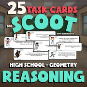 Reasoning SCOOT TASK CARDS Math Game - No Prep Geometry Review Activity