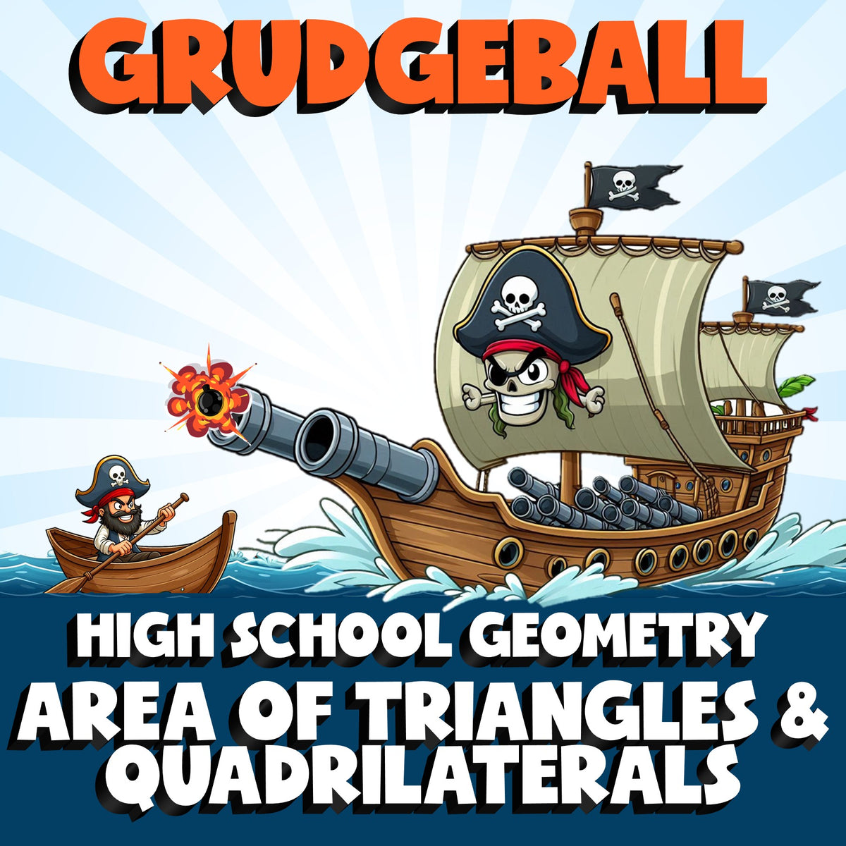 Area of Triangles & Quadrilaterals GRUDGEBALL Math Game - No Prep Geometry