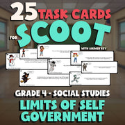 Limits of Self Government SCOOT TASK CARDS Socials Game - No Prep Grade 4 Review