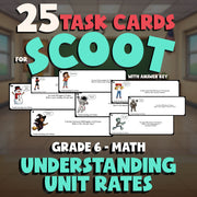 Understanding Unit Rates SCOOT TASK CARDS Math Game - No Prep Grade 6 Review