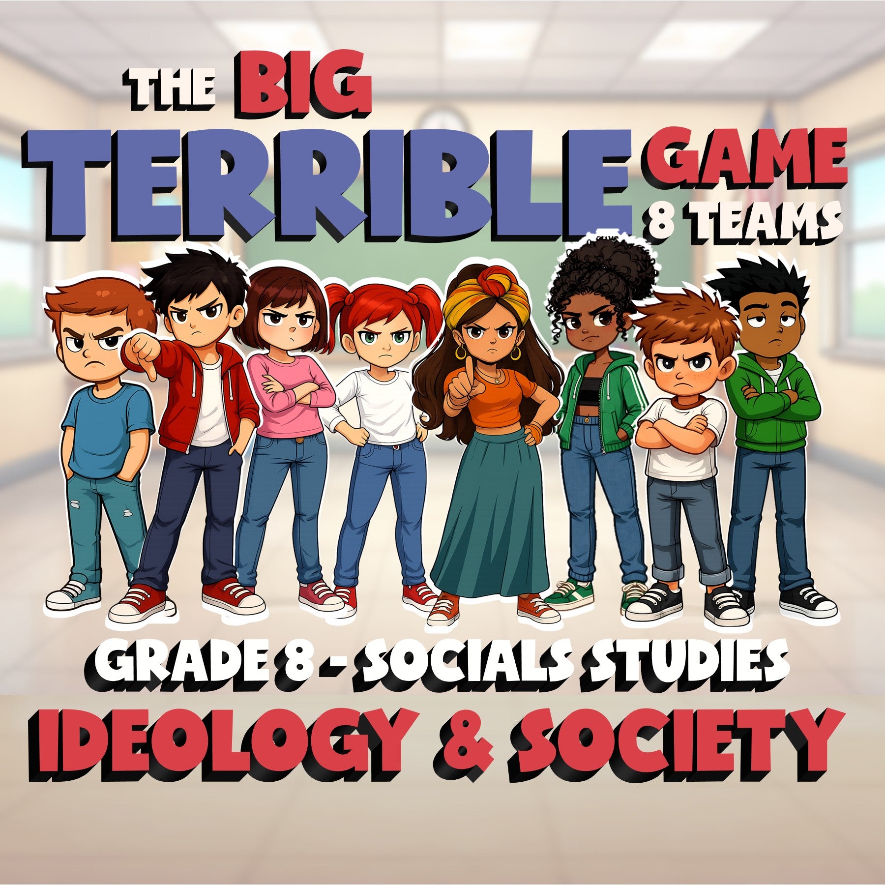 Ideology & Society BIG TERRIBLE GAME - No Prep Grade 8 Socials Review Activity