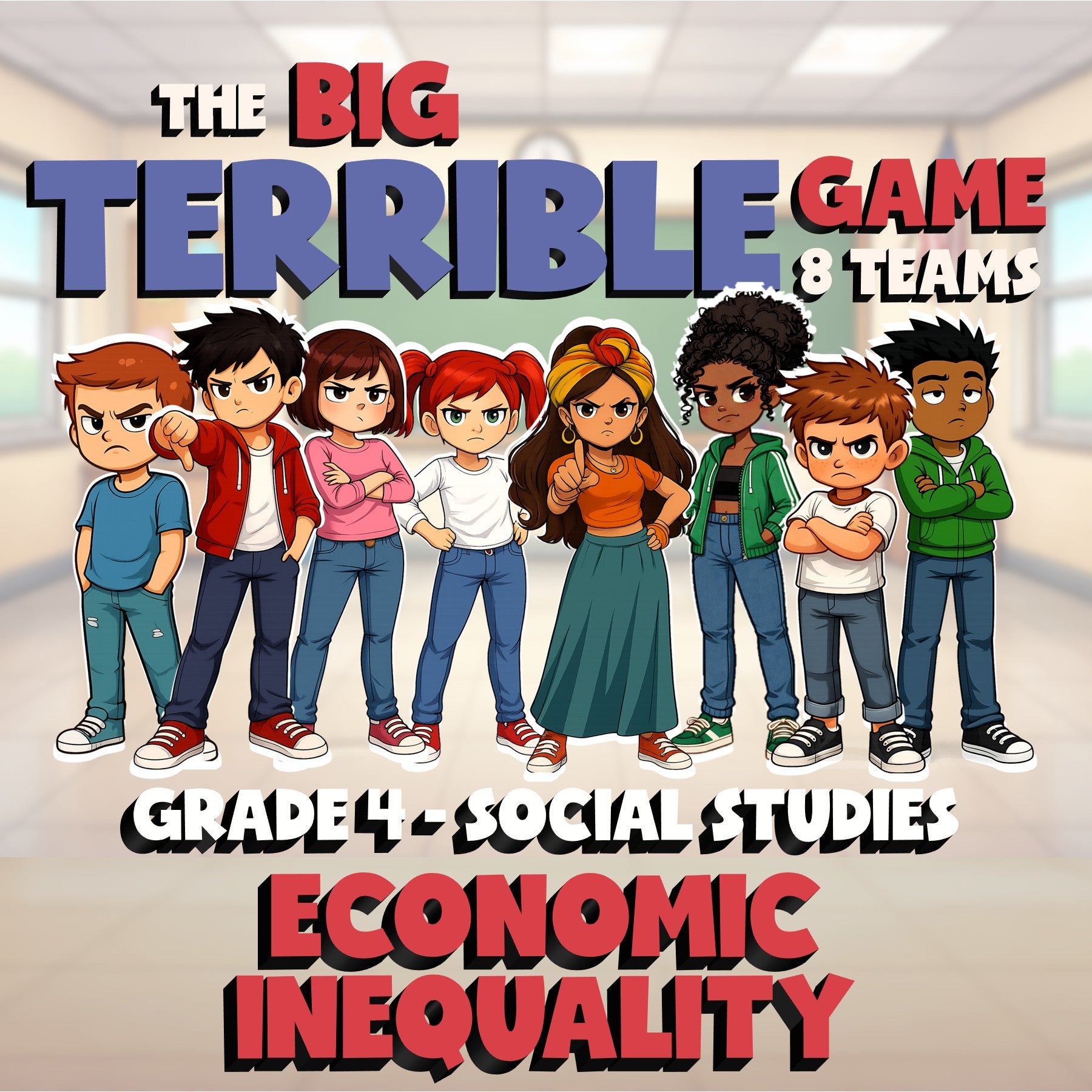 Economic Inequality BIG TERRIBLE GAME - No Prep Grade 4 Socials Review Activity
