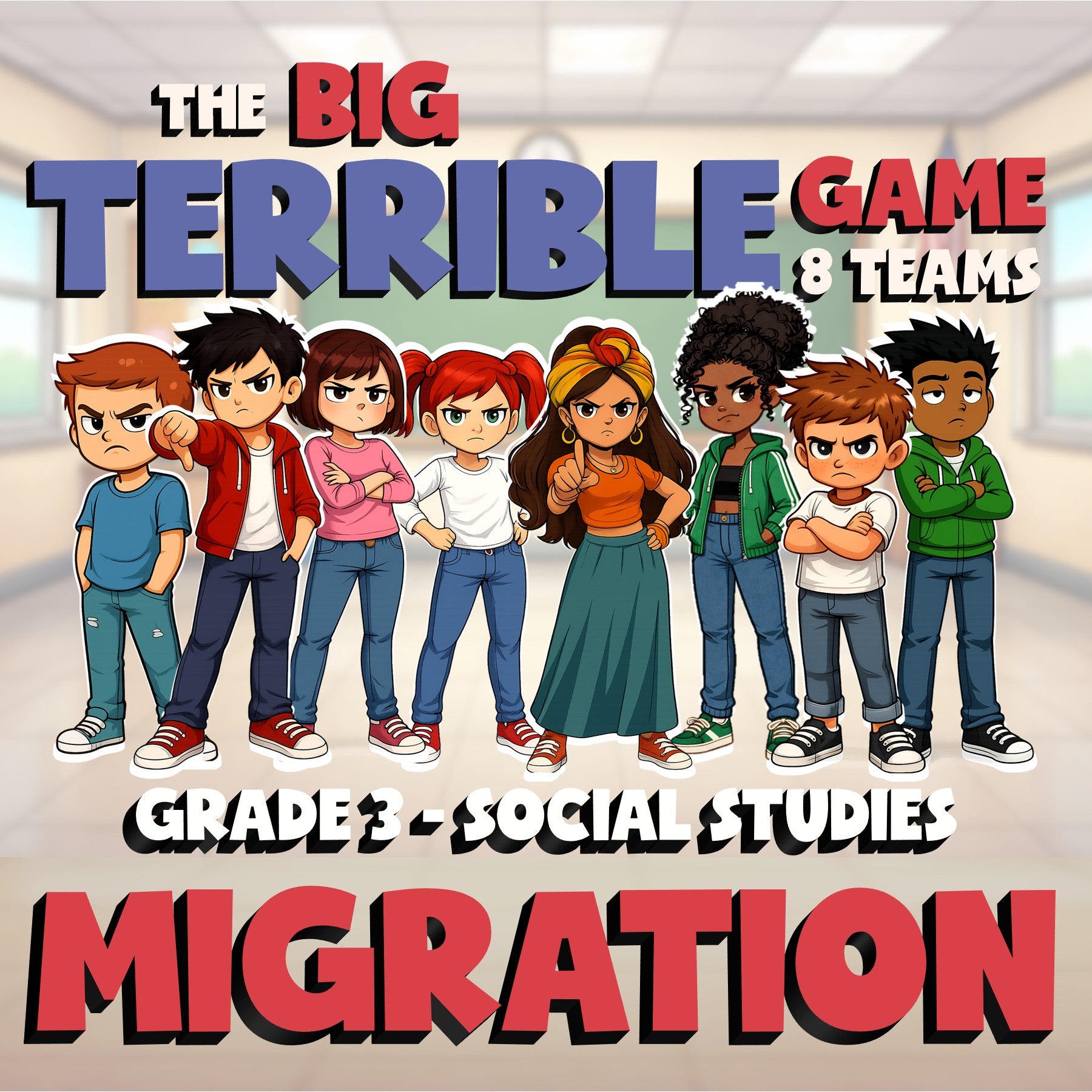 Migration BIG TERRIBLE GAME - No Prep Grade 3 Socials Review Activity