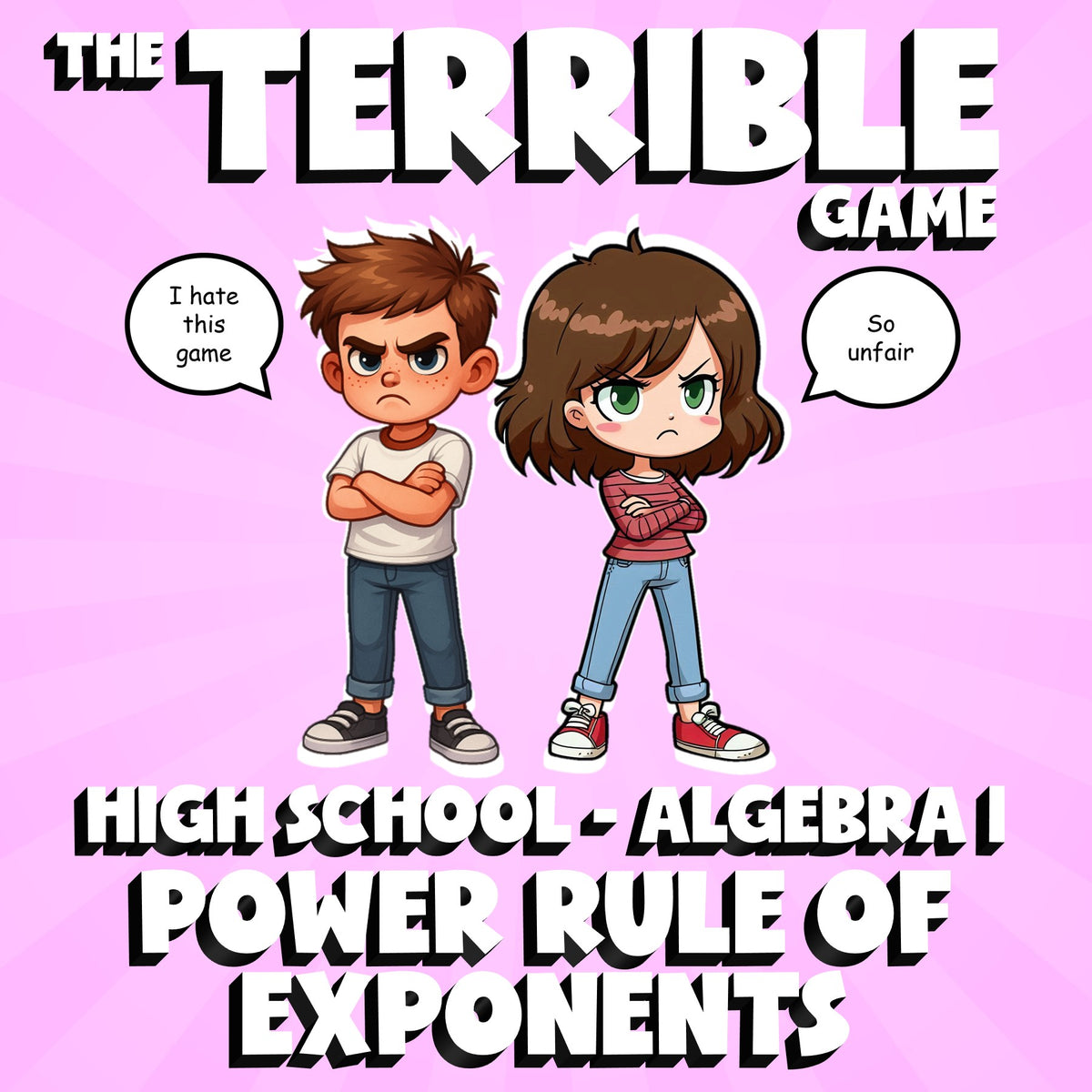 Power Rule of Exponents THE TERRIBLE GAME - No Prep Algebra 1 Math Review