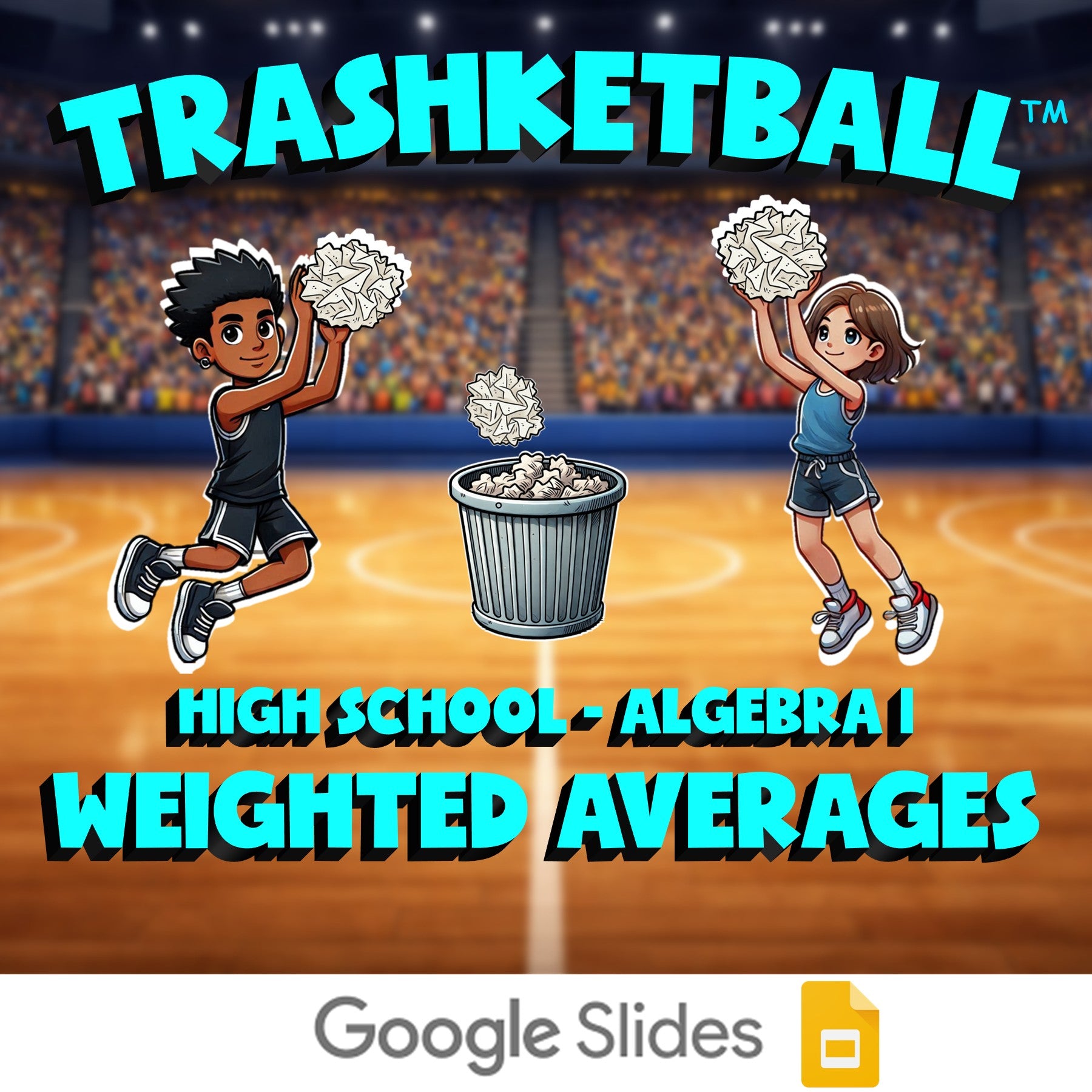 Weighted Averages TRASHKETBALL Math Game - No Prep Algebra 1 Review Activity