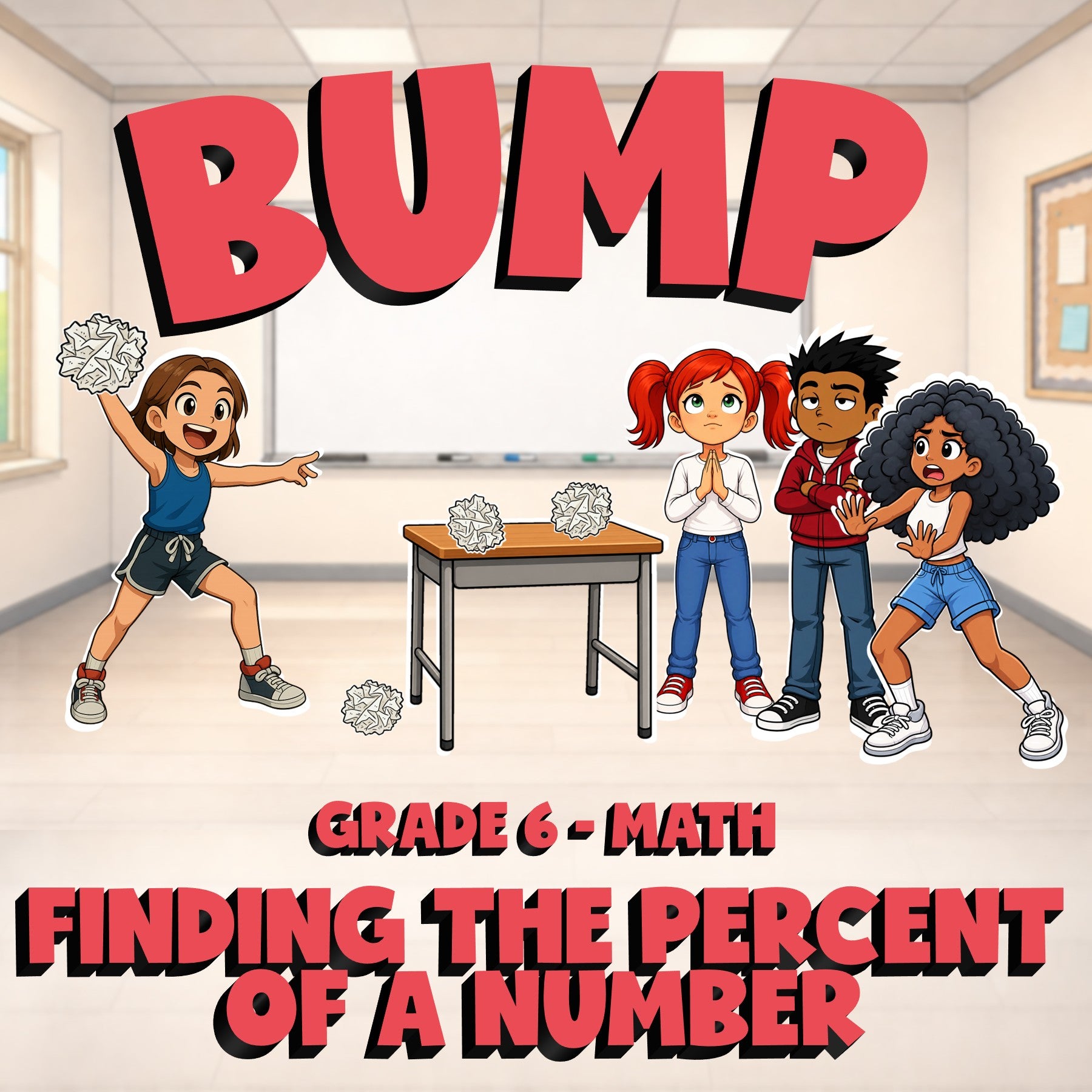 Finding the Percent of a Number BUMP Math Game - No Prep Grade 6 Review Activity