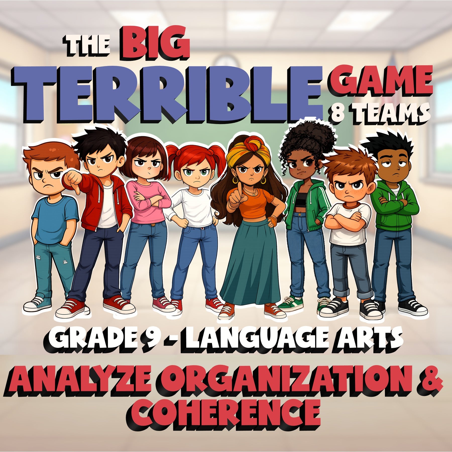 Analyze Organization & Coherence BIG TERRIBLE GAME - No Prep Grade 9 ELA Review