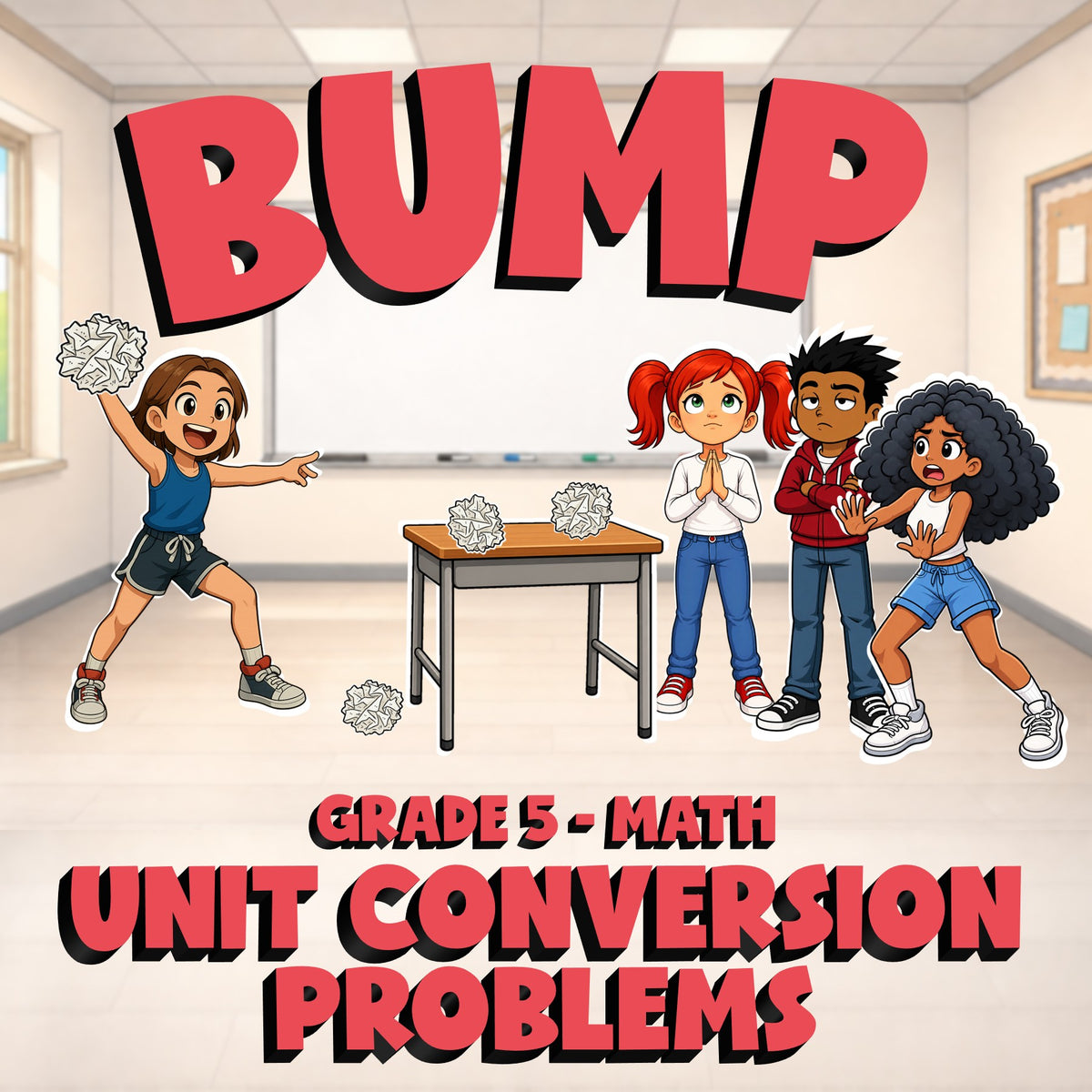 Unit Conversion Problems BUMP Math Game - No Prep Grade 5 Review Activity