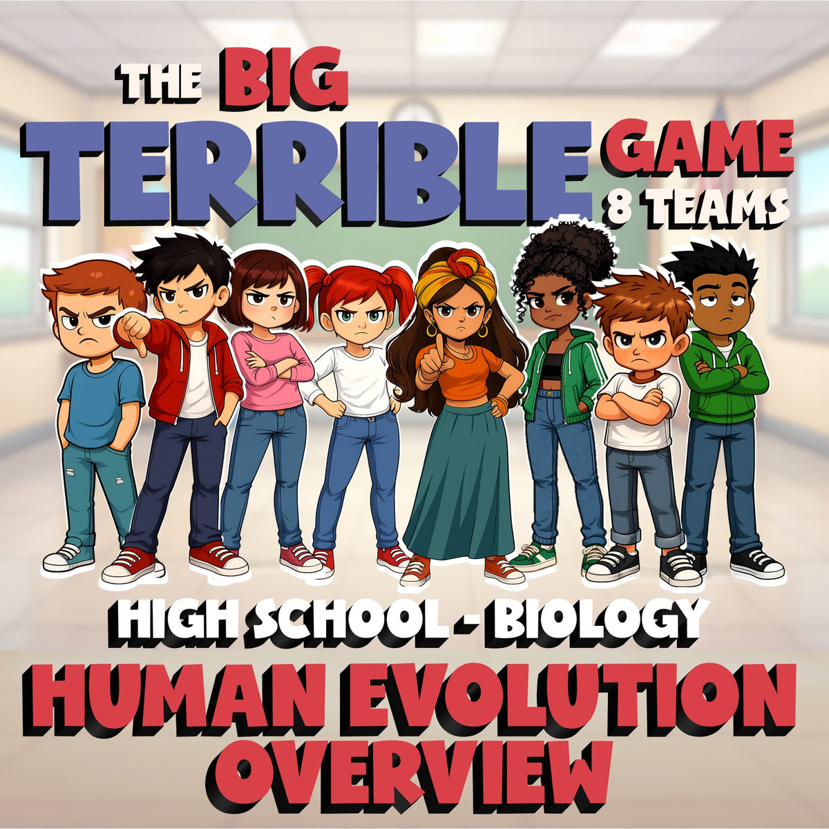 Human Evolution Overview BIG TERRIBLE GAME - No Prep Biology Science Review