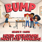 Mixed Operations Multi Step Problems BUMP Math Game - No Prep Grade 5 Review