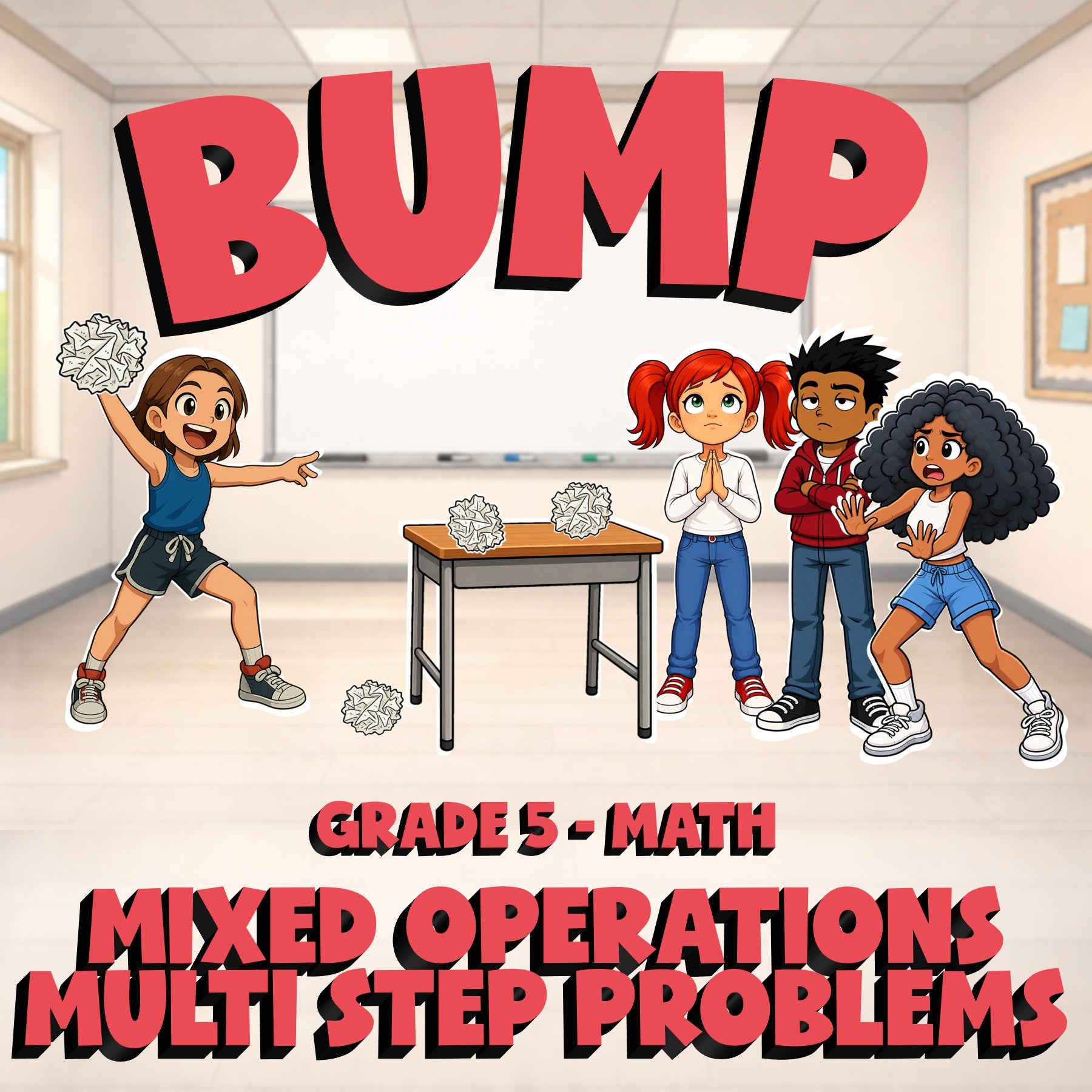Mixed Operations Multi Step Problems BUMP Math Game - No Prep Grade 5 Review