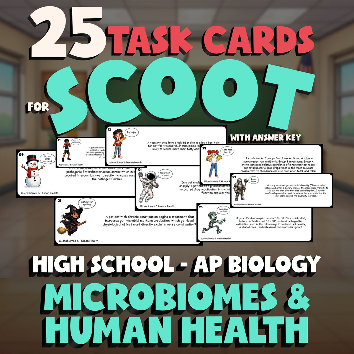 Microbiomes & Human Health SCOOT TASK CARDS Science Game - No Prep AP Biology
