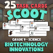 Biotechnology Innovations SCOOT TASK CARDS Science Game - No Prep Grade 9 Review