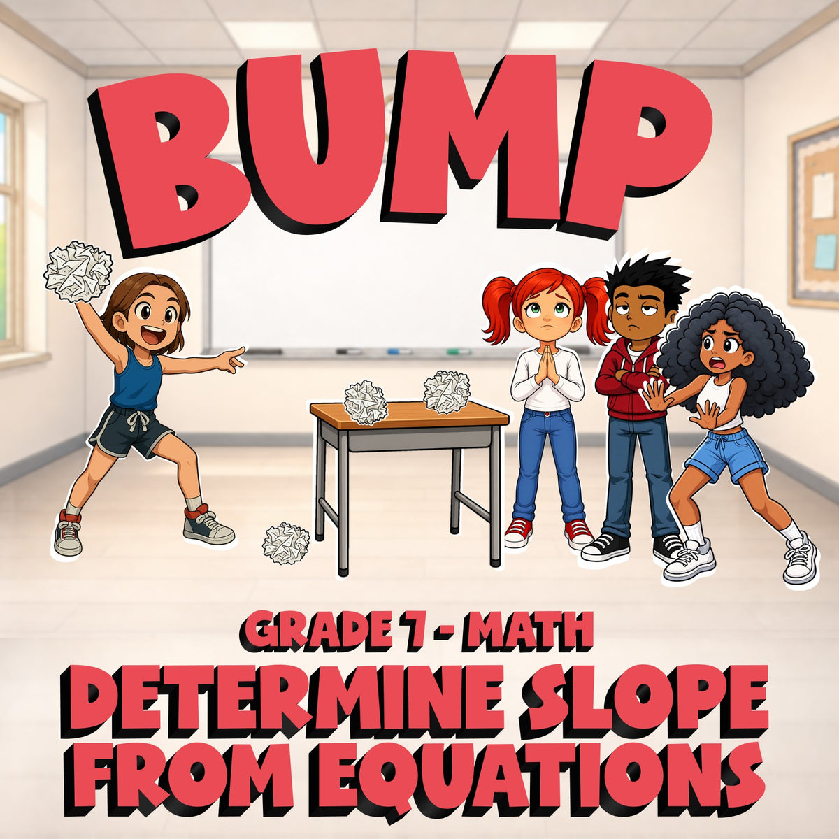 Determine Slope from Equations BUMP Math Game - No Prep Grade 7 Review Activity
