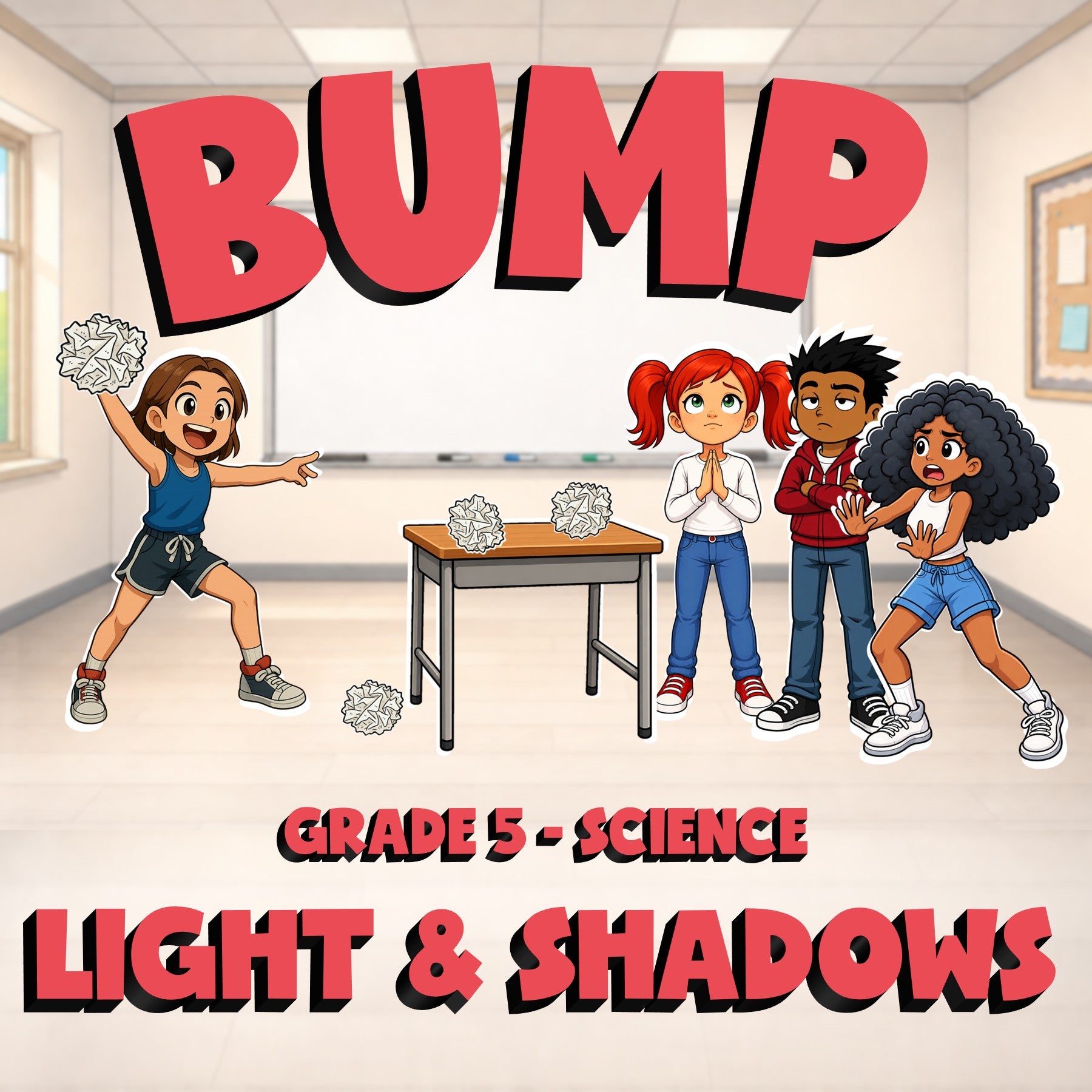 Light & Shadows BUMP Science Game - No Prep Grade 5 Review Activity