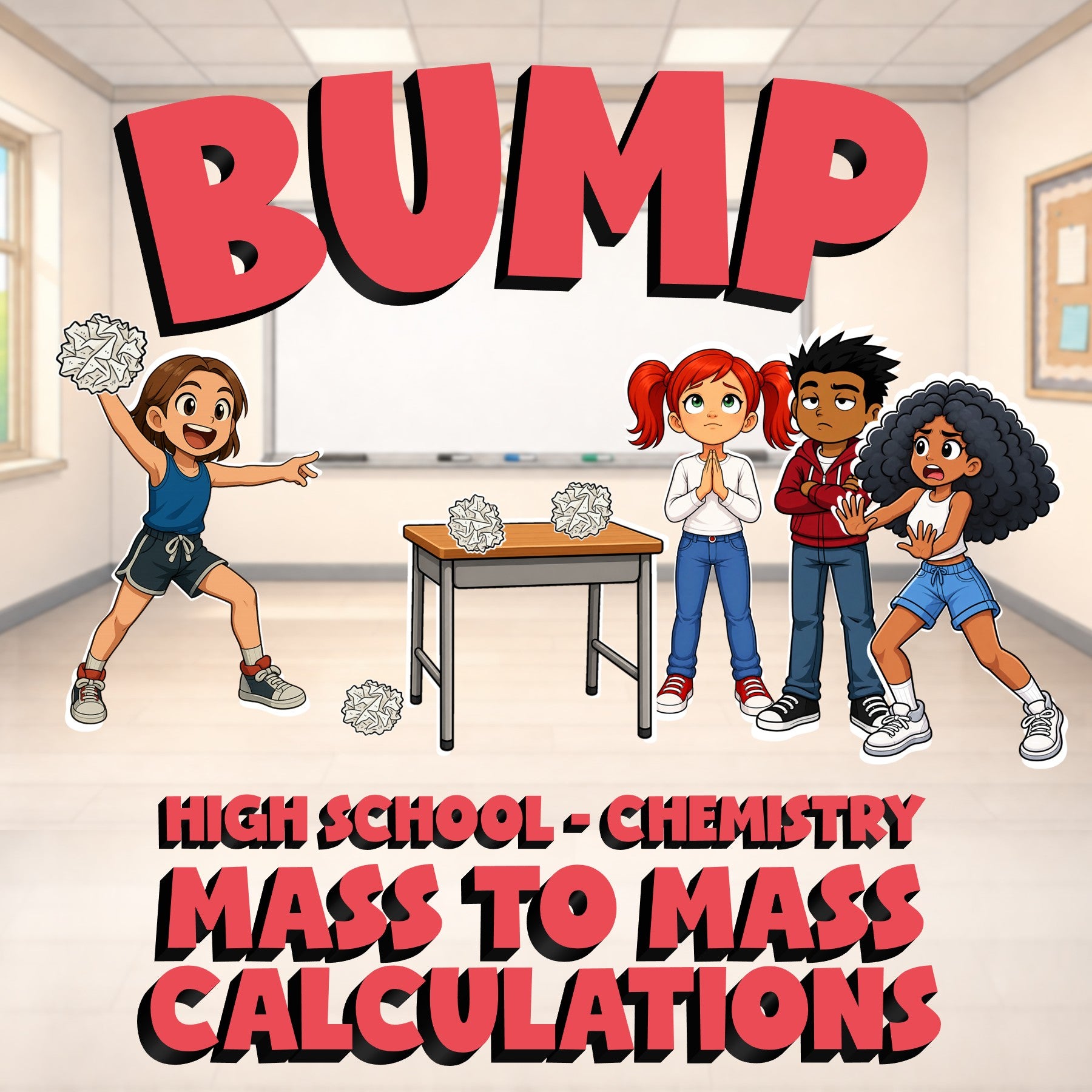 Mass to Mass Calculations BUMP Science Game - No Prep Chemistry Review Activity